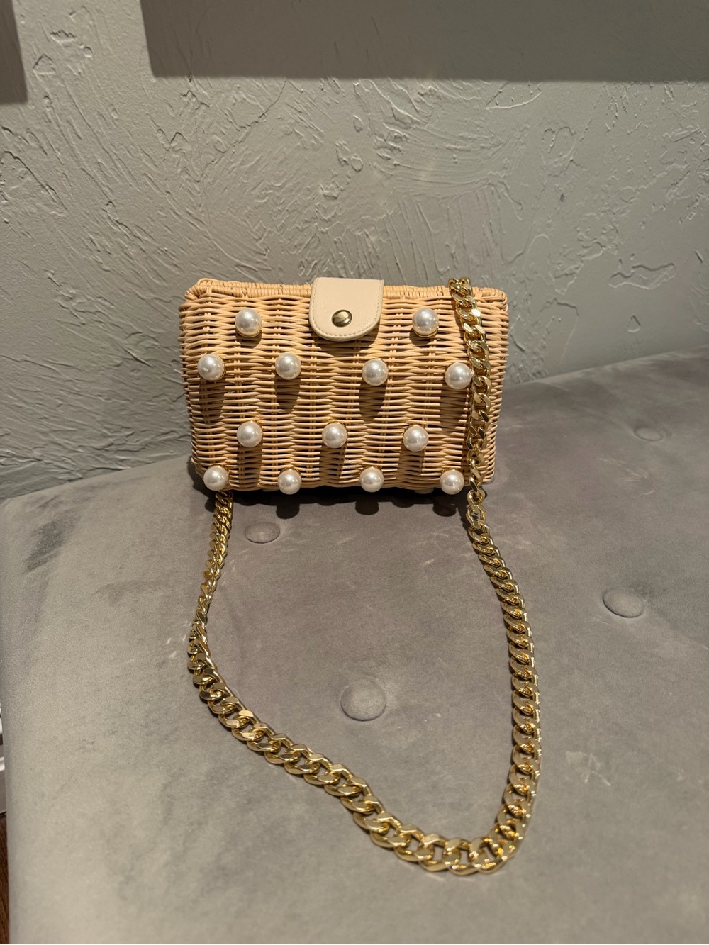 Woven Pearl-Embellished Crossbody or shoulder bag